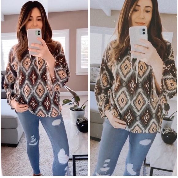 Tribal print hoodie pullover - Picture 4 of 6